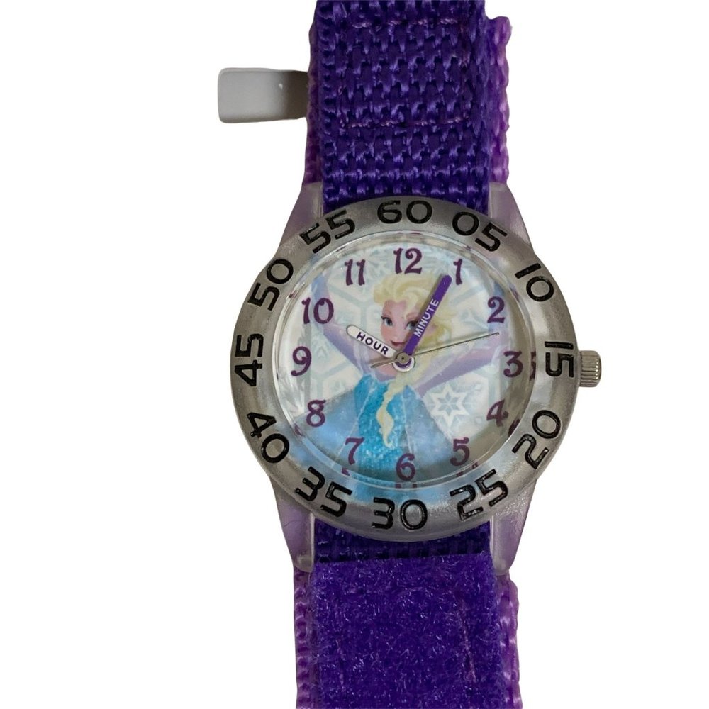 Disney Frozen Elsa Kids Watch, Time Teacher, Purple Nylon Strap